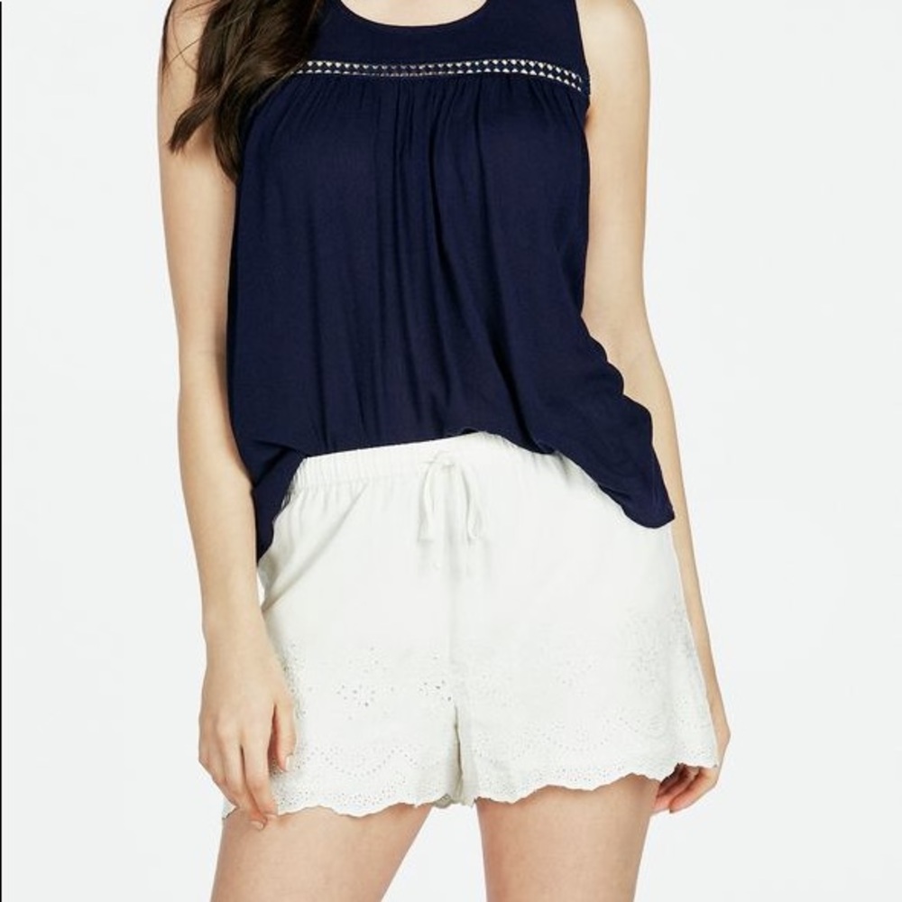 White Embroidered Drawstring Short - Picture 6 of 8